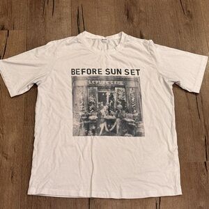 White/black/grey Graphic Tee “Before Sun Set”